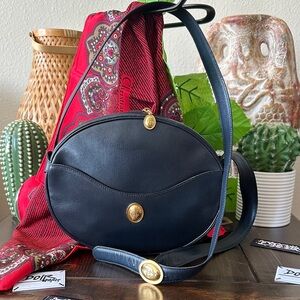 Dior Navy Blue Crossbody Bag with Gold Accents